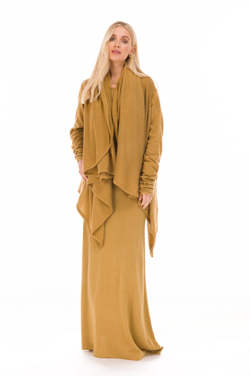100% CASHMERE MAXI FITTED DRESS PISTACHIO