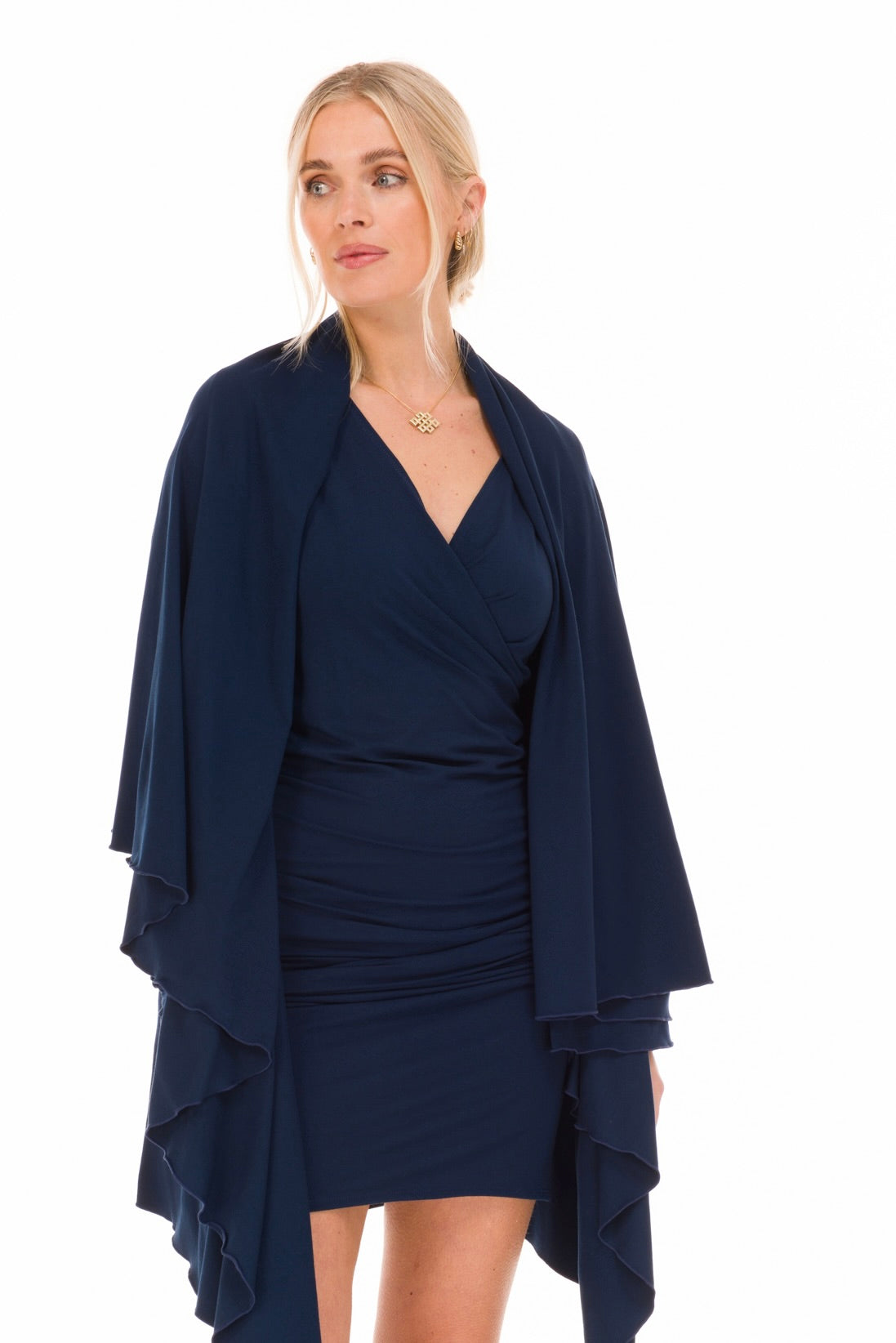 BAMBOO CROSSOVER DRESS NAVY