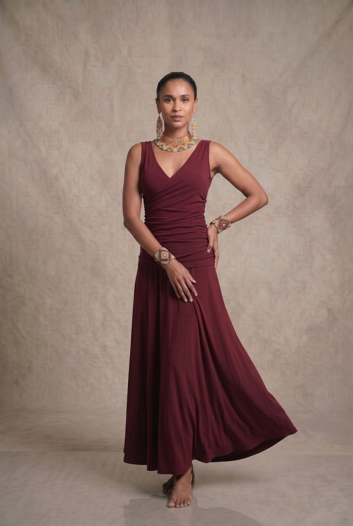 BAMBOO FLAMENCO SKIRT BURGUNDY