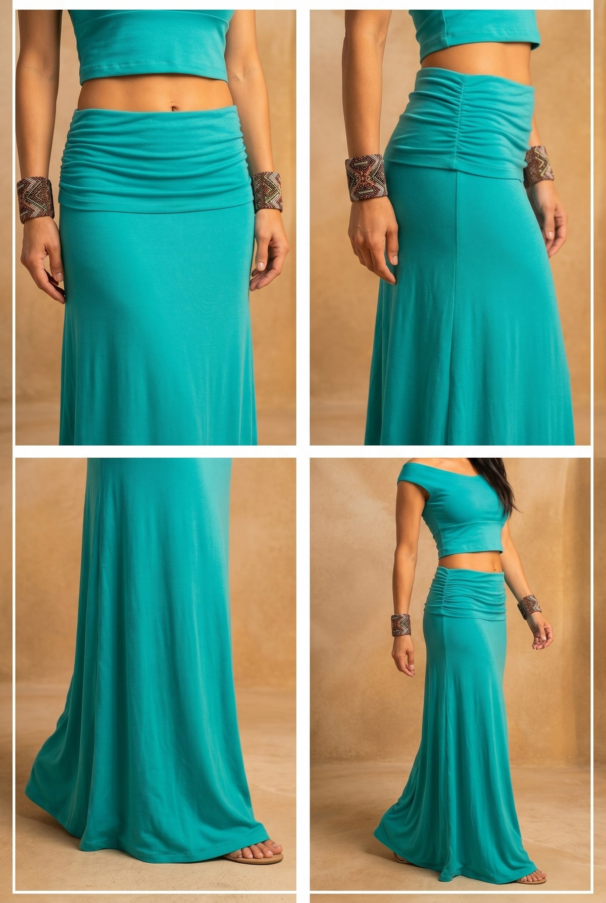 BAMBOO FLAMENCO SKIRT TURQUOISE