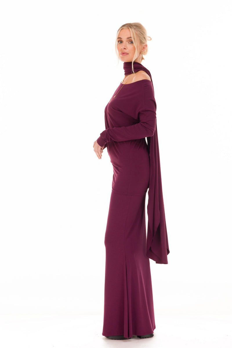 BAMBOO SIDE SLIT SKIRT BERRY