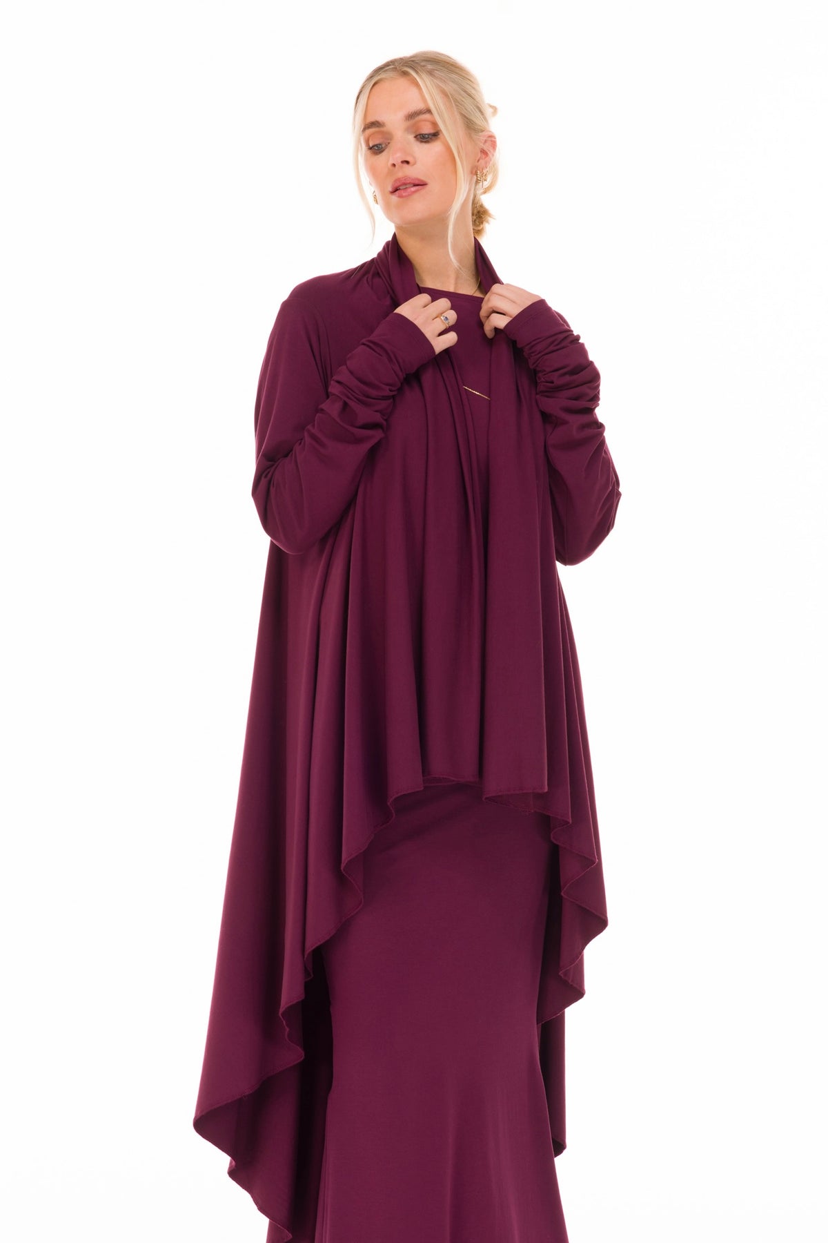 BAMBOO SIDE SLIT SKIRT BERRY