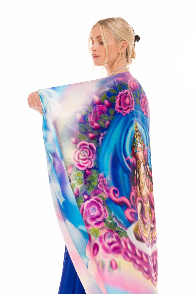 WHITE TARA SILK SHAWL - EMBRACE OF HEALING