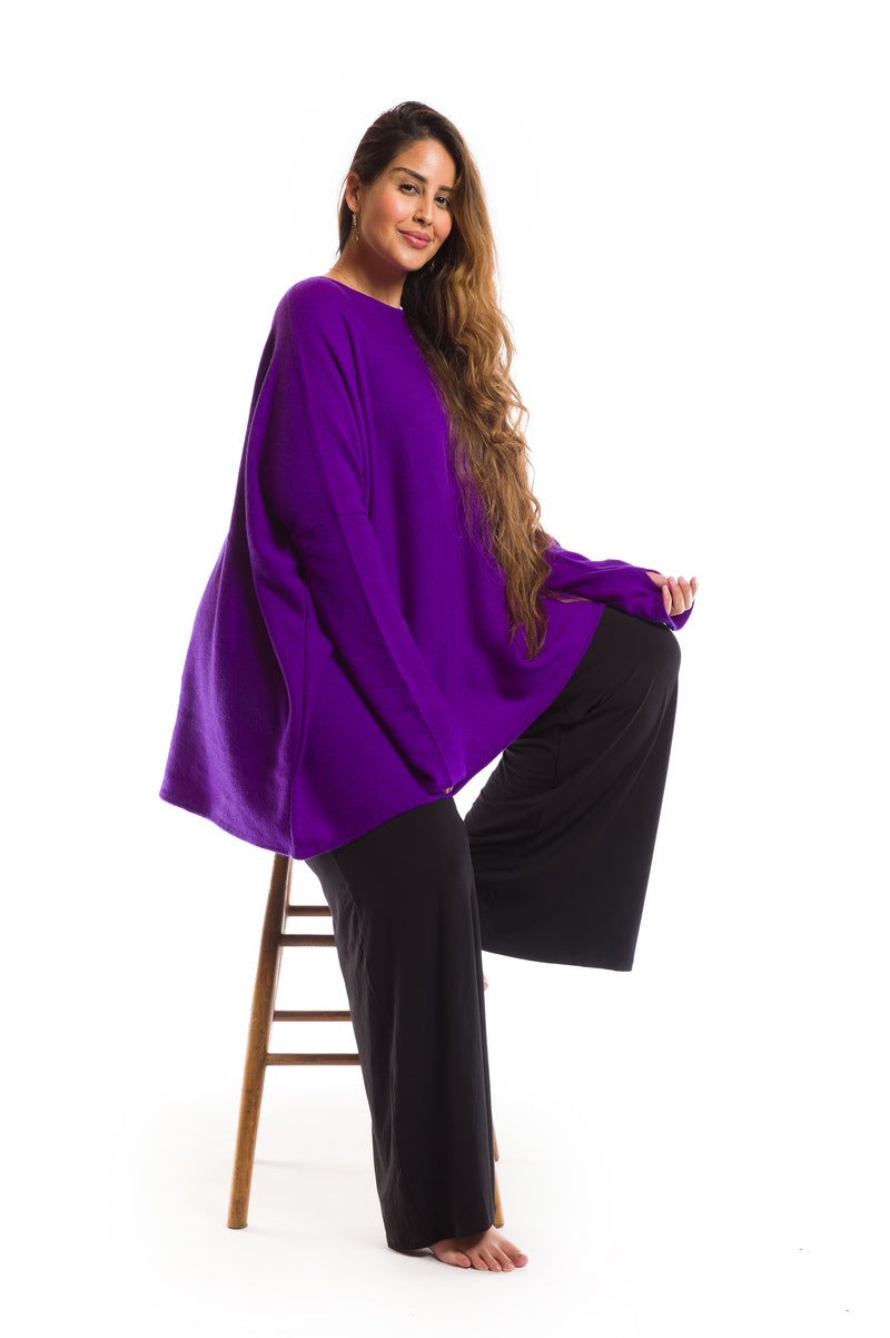 100% 4 PLY CASHMERE SNUGGLE BOX JUMPER ROYAL PURPLE