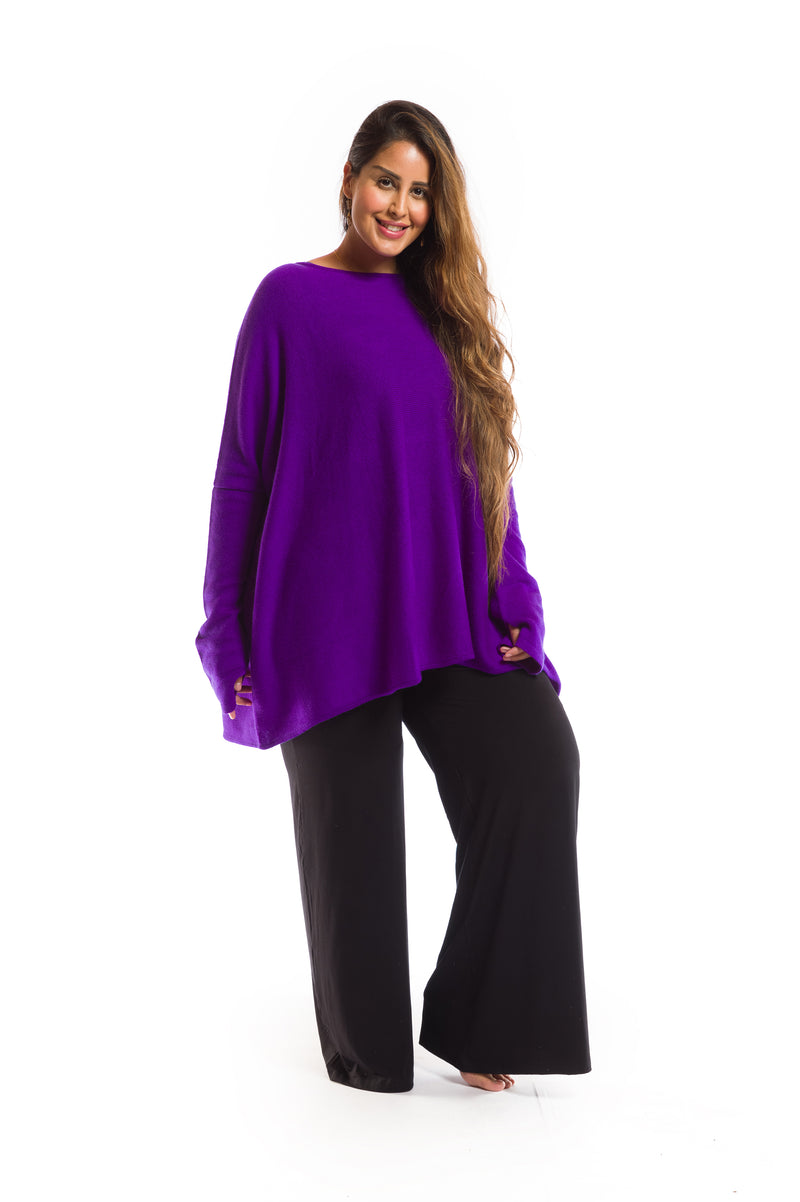 100% 4 PLY CASHMERE SNUGGLE BOX JUMPER ROYAL PURPLE