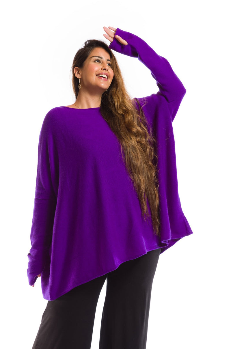 100% 4 PLY CASHMERE SNUGGLE BOX JUMPER ROYAL PURPLE