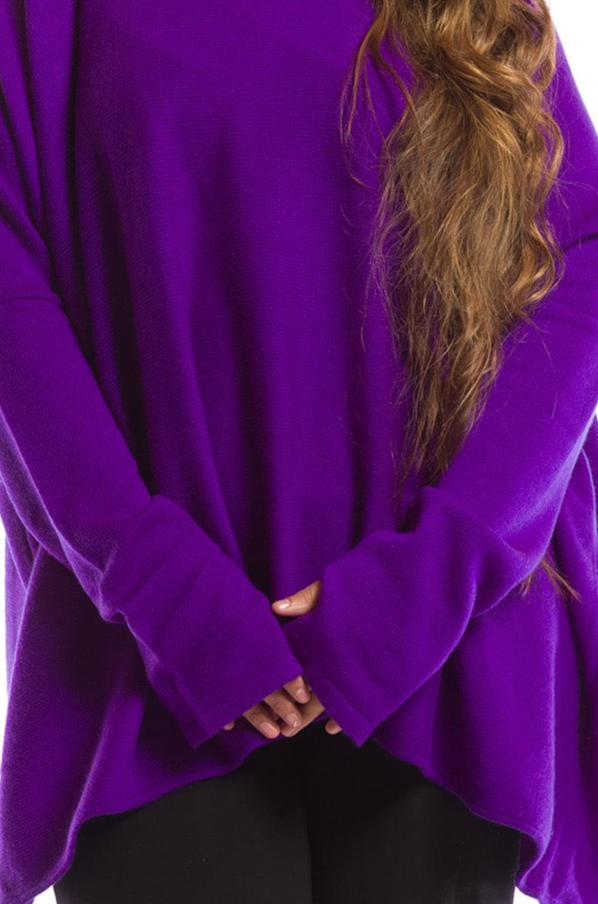 100% 4 PLY CASHMERE SNUGGLE BOX JUMPER ROYAL PURPLE