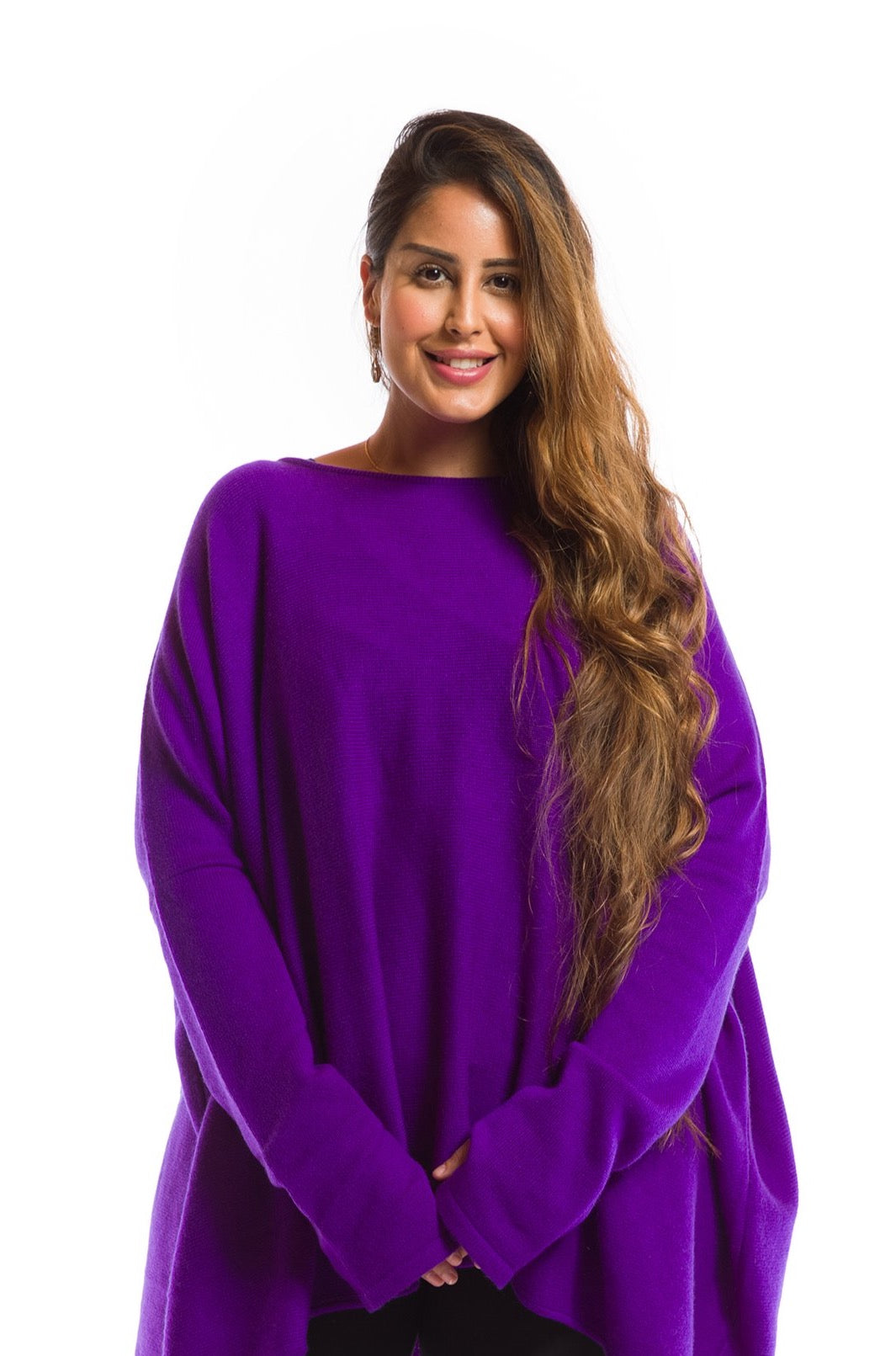 100% 4 PLY CASHMERE SNUGGLE BOX JUMPER ROYAL PURPLE