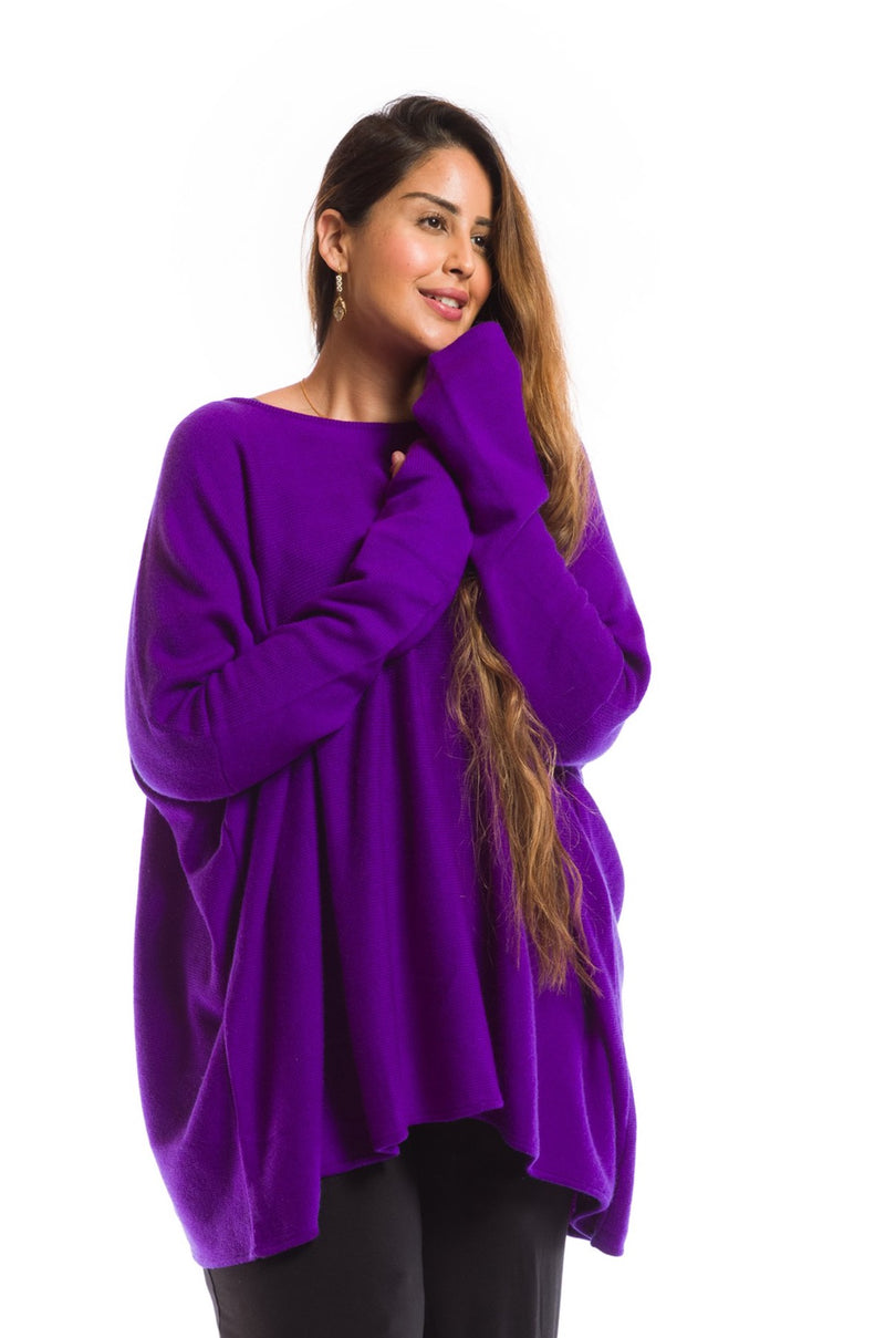 100% 4 PLY CASHMERE SNUGGLE BOX JUMPER ROYAL PURPLE