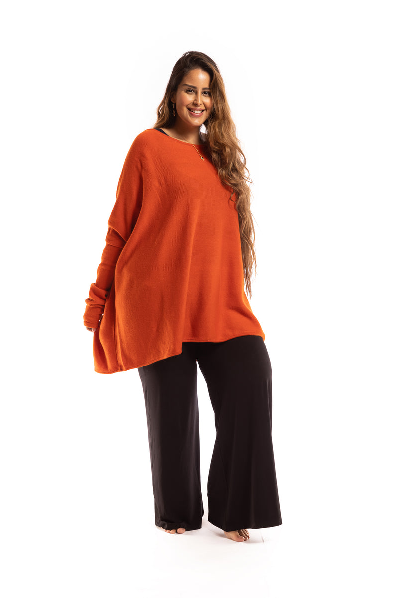 100%4 PLY CASHMERE SNUGGLE BOX JUMPER SPICY ORANGE