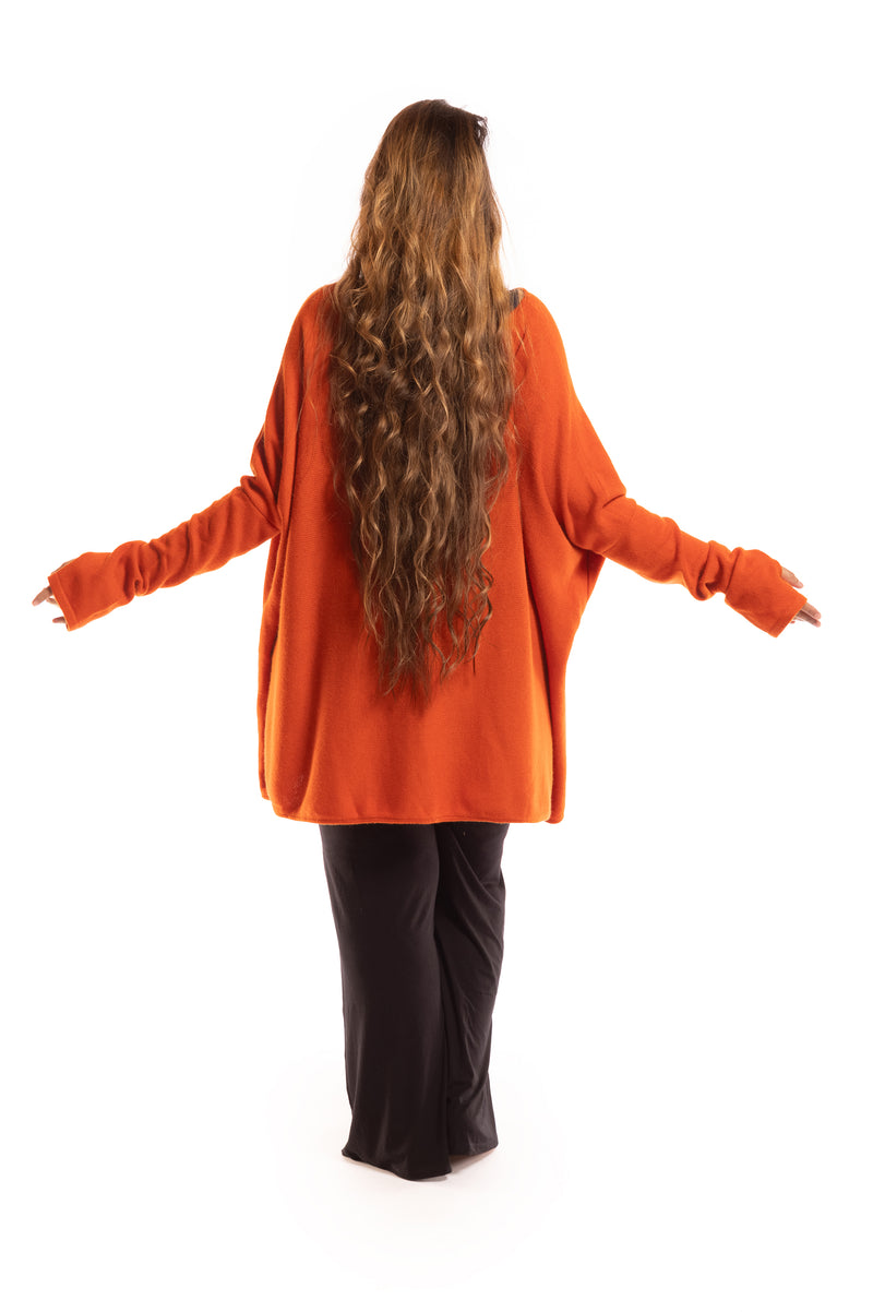 100%4 PLY CASHMERE SNUGGLE BOX JUMPER SPICY ORANGE