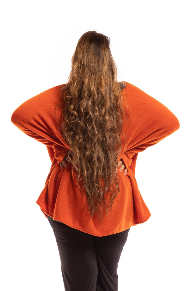 100%4 PLY CASHMERE SNUGGLE BOX JUMPER SPICY ORANGE