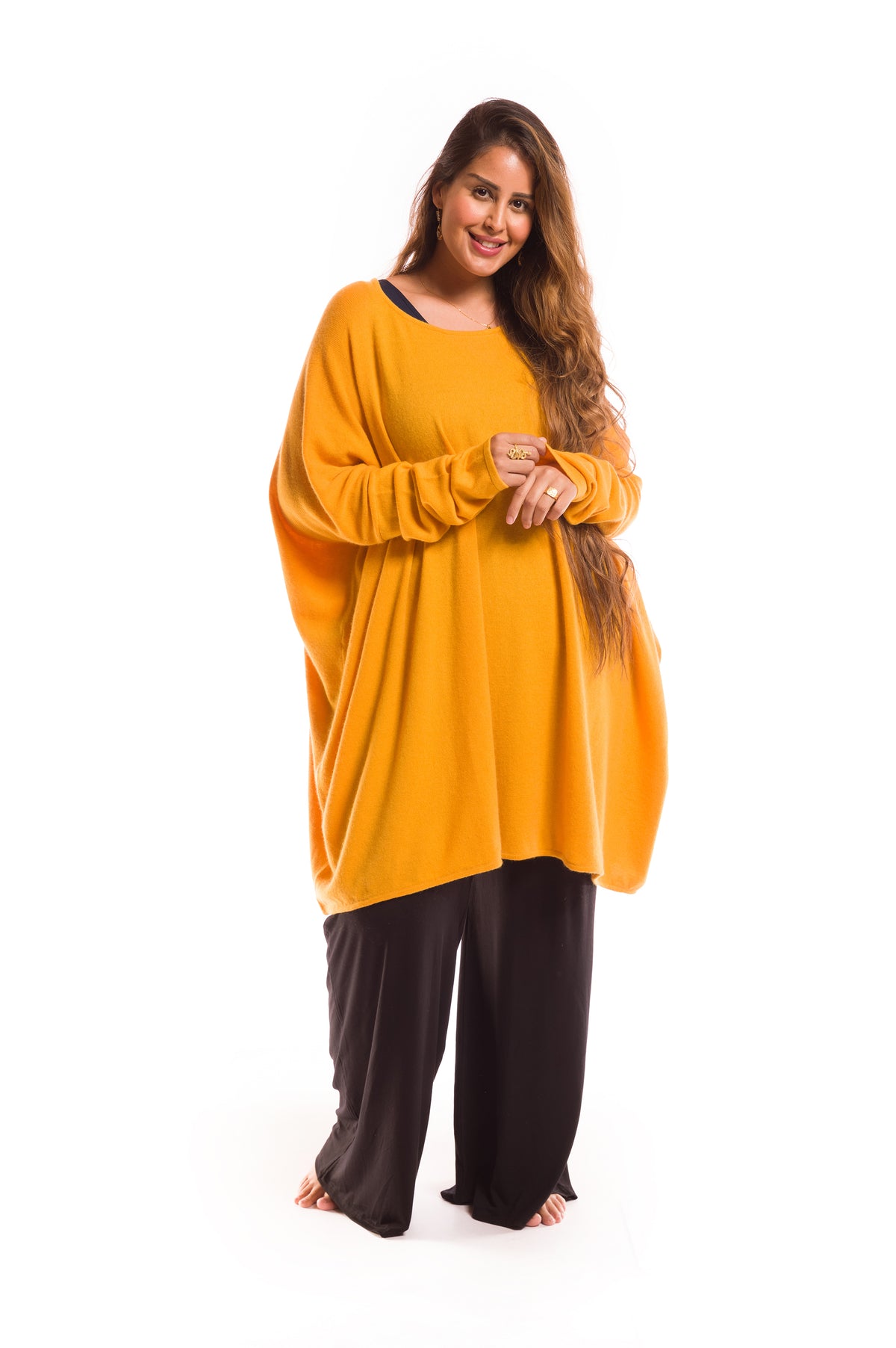 100% 2 PLY CASHMERE SNUGGLE BOX JUMPER TIBETAN YELLOW