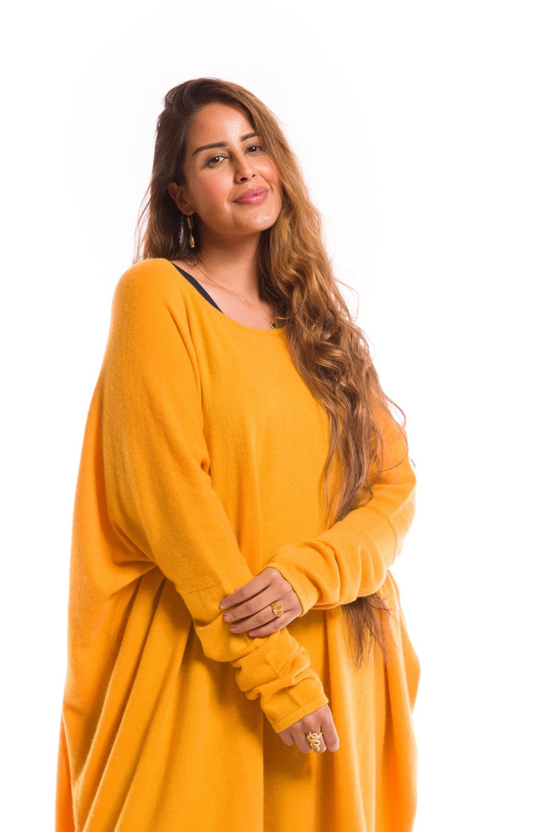 100% 2 PLY CASHMERE SNUGGLE BOX JUMPER TIBETAN YELLOW
