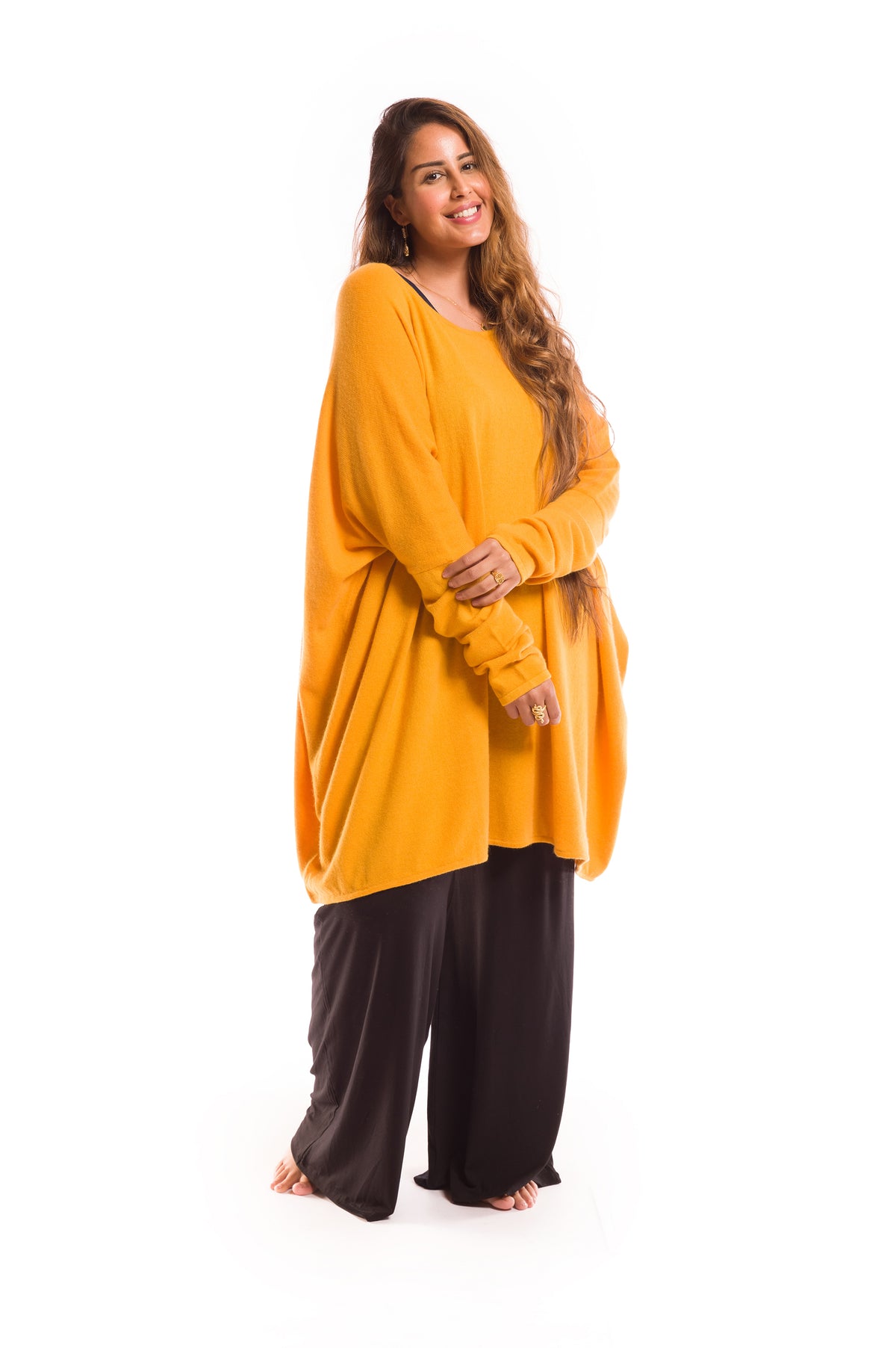 100% 2 PLY CASHMERE SNUGGLE BOX JUMPER TIBETAN YELLOW
