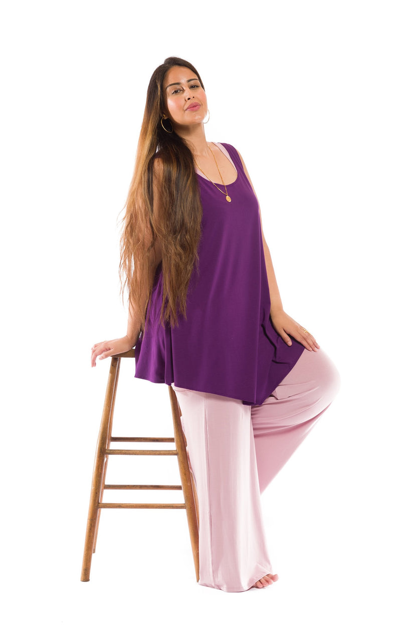 BAMBOO PALAZZO PANTS ROSEWOOD