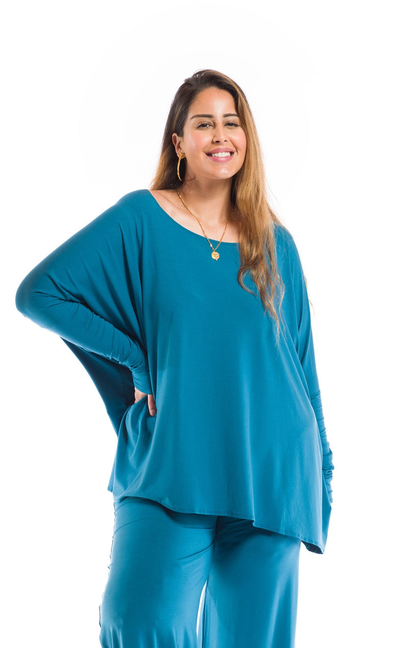 BAMBOO BAGGY BOX TOP TEAL