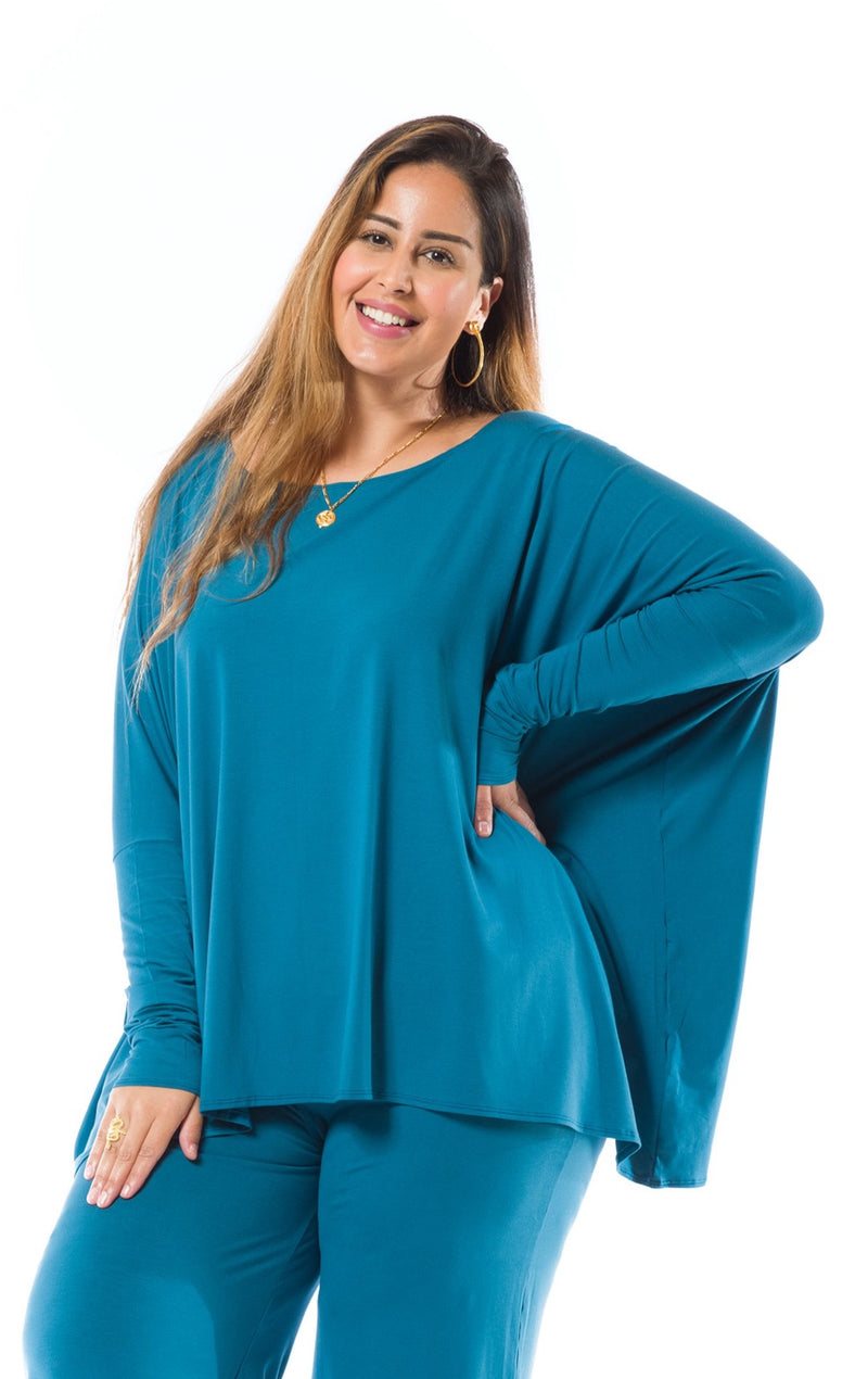 BAMBOO BAGGY BOX TOP TEAL