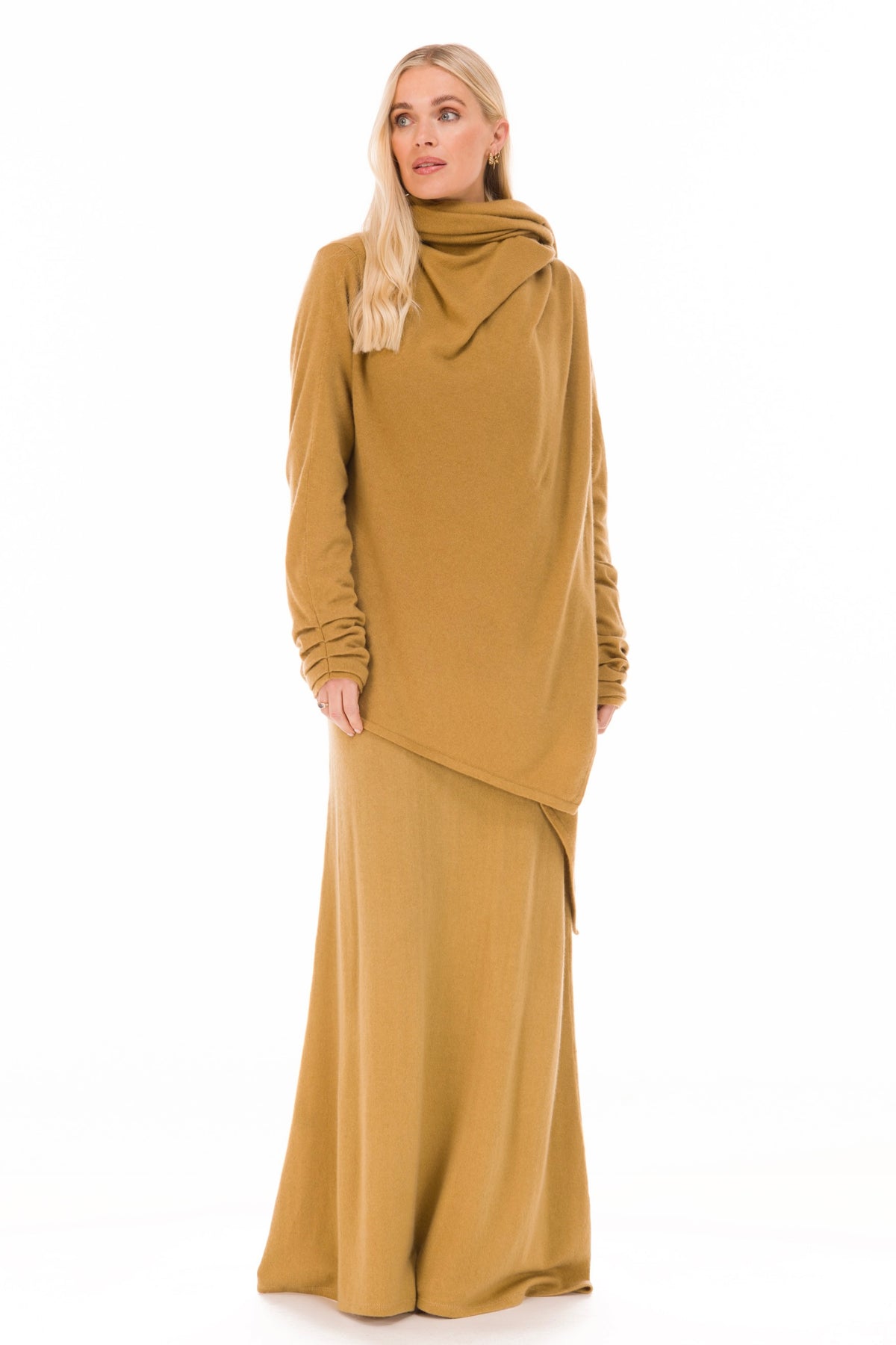 100% CASHMERE MAXI FITTED DRESS PISTACHIO