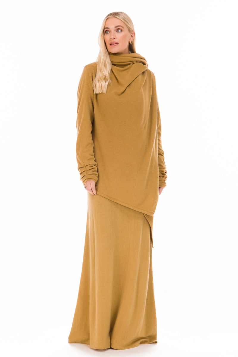 100% CASHMERE MAXI FITTED DRESS PISTACHIO