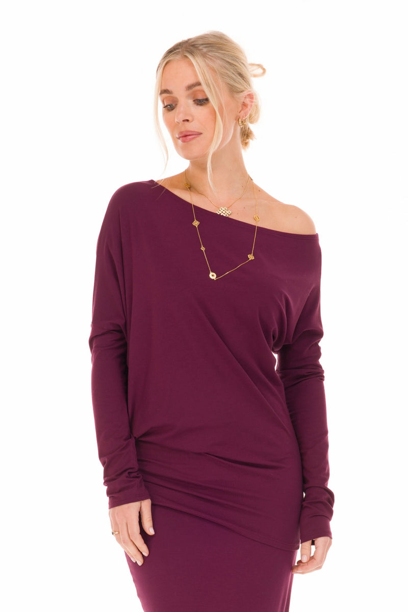 BAMBOO OBLIQUE TOP BERRY