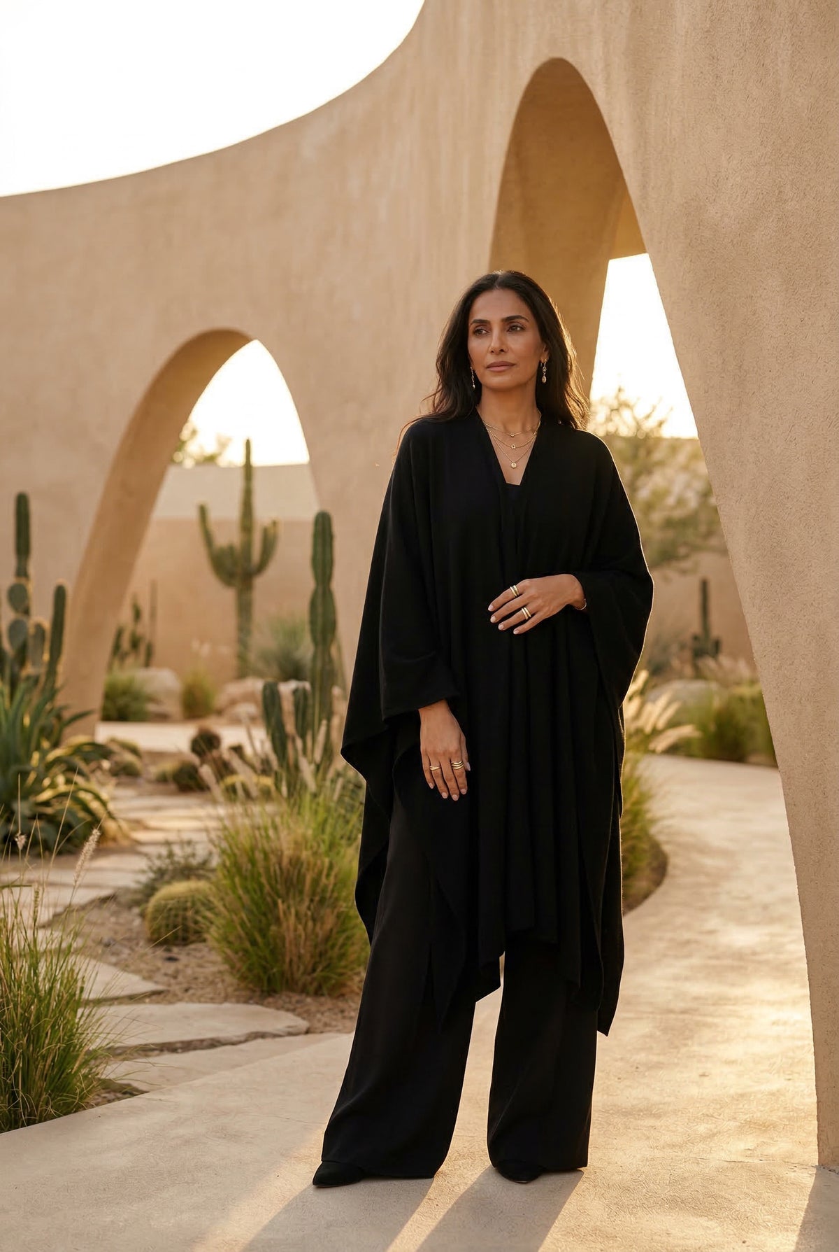 100% 2 PLY AVALON CASHMERE CAPE BLACK