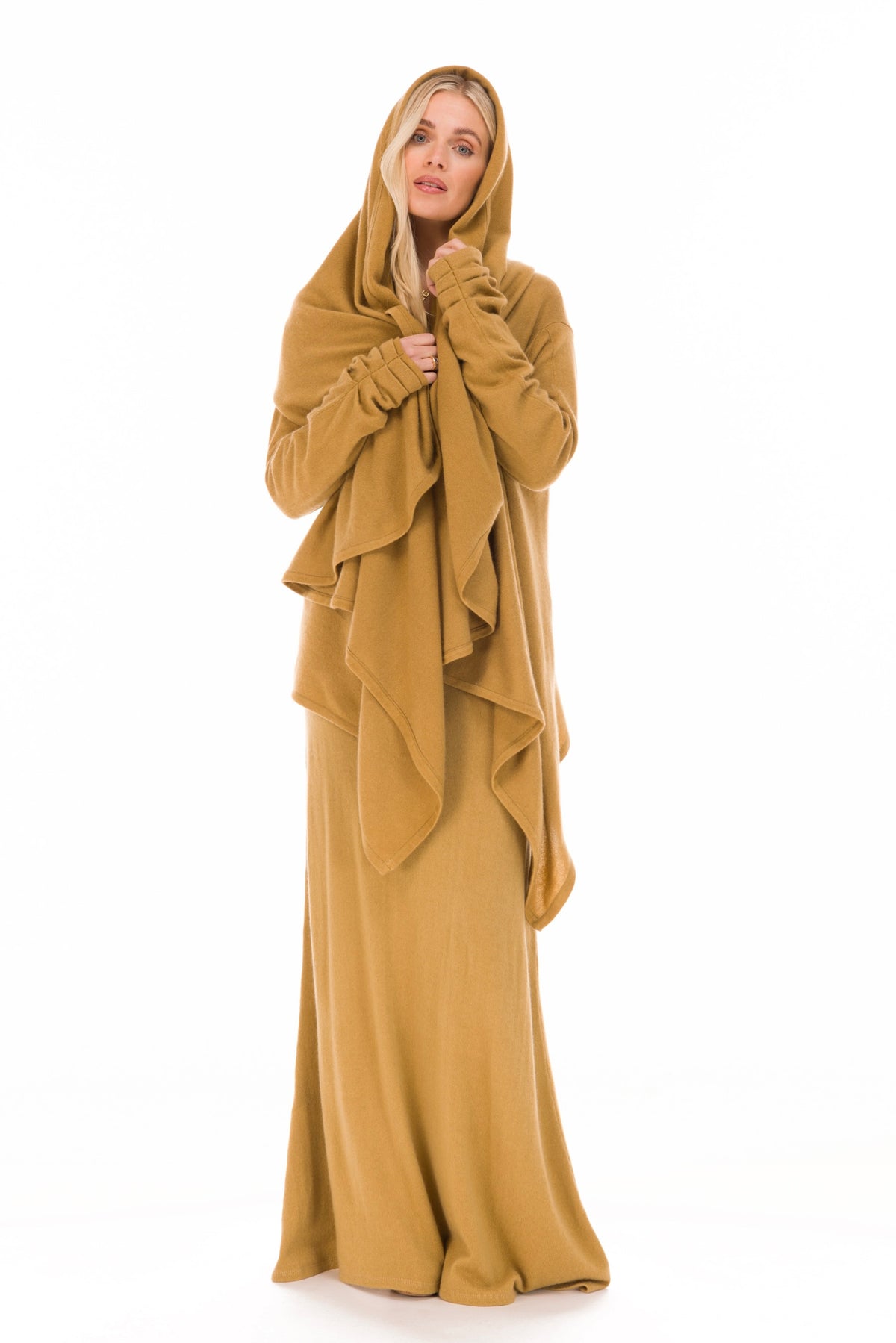 100% CASHMERE MAXI FITTED DRESS PISTACHIO