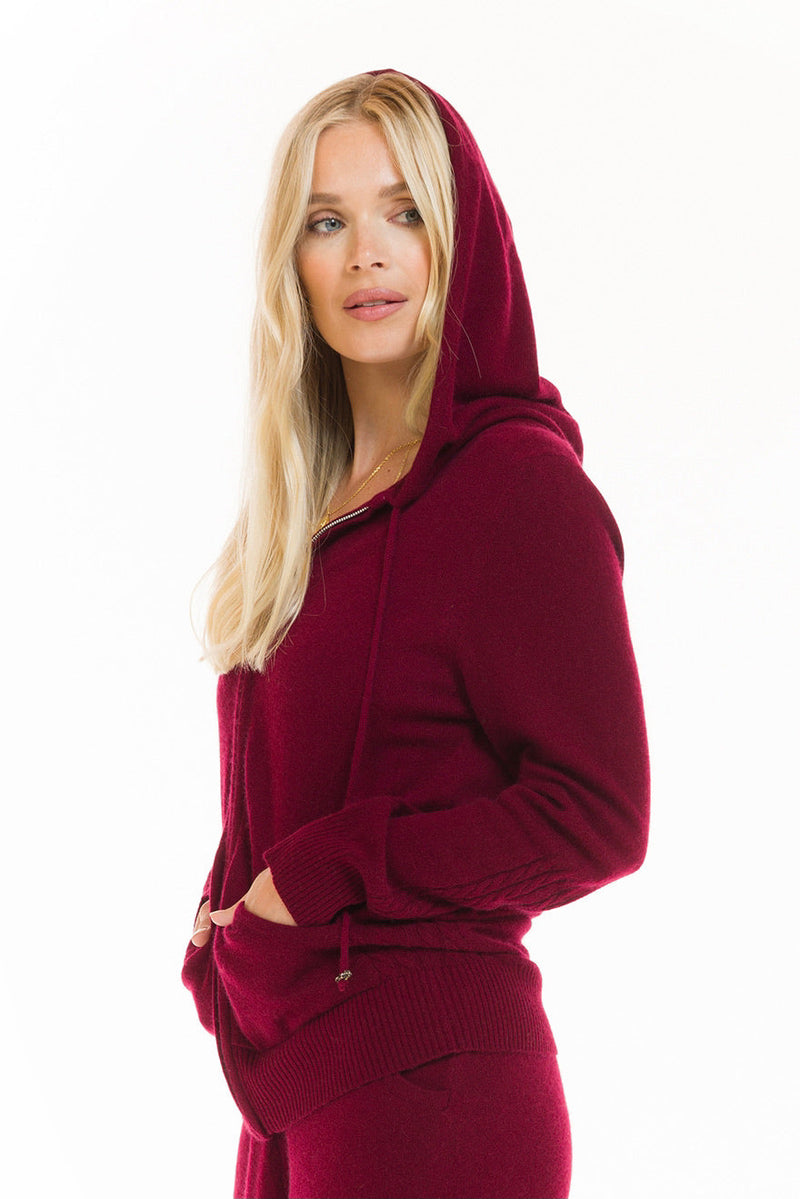 100% CASHMERE TRACKSUIT PANTS BURGUNDY