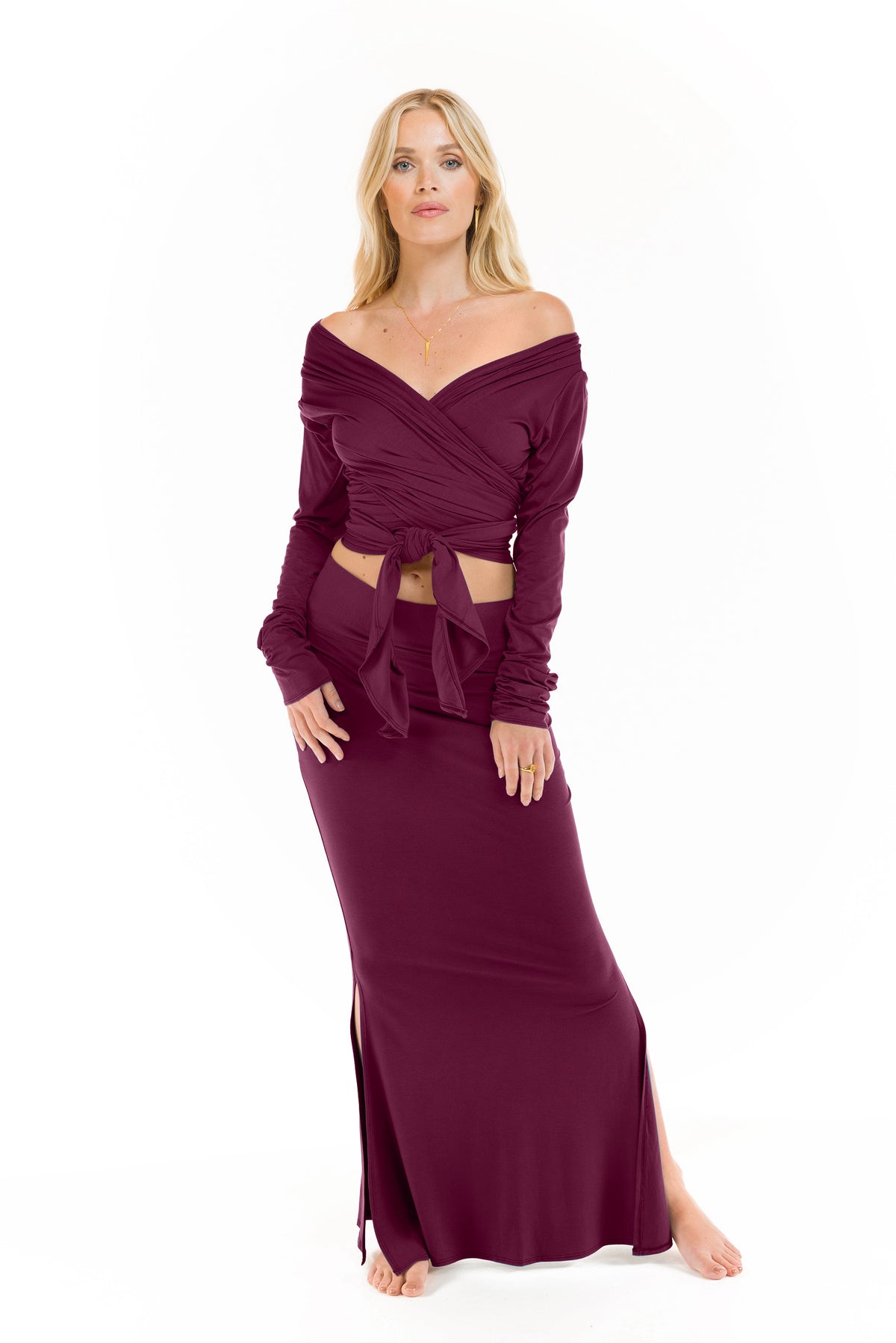 BAMBOO DRAPE SHRUG BERRY