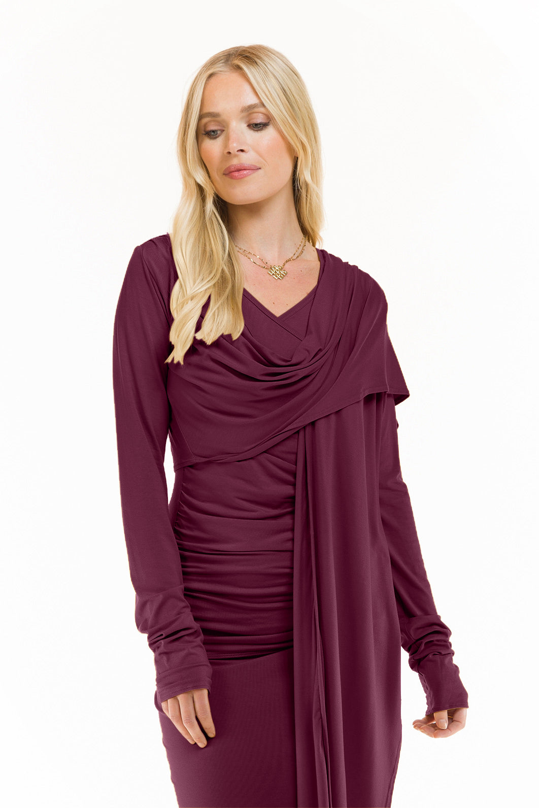 BAMBOO DRAPE SHRUG BERRY