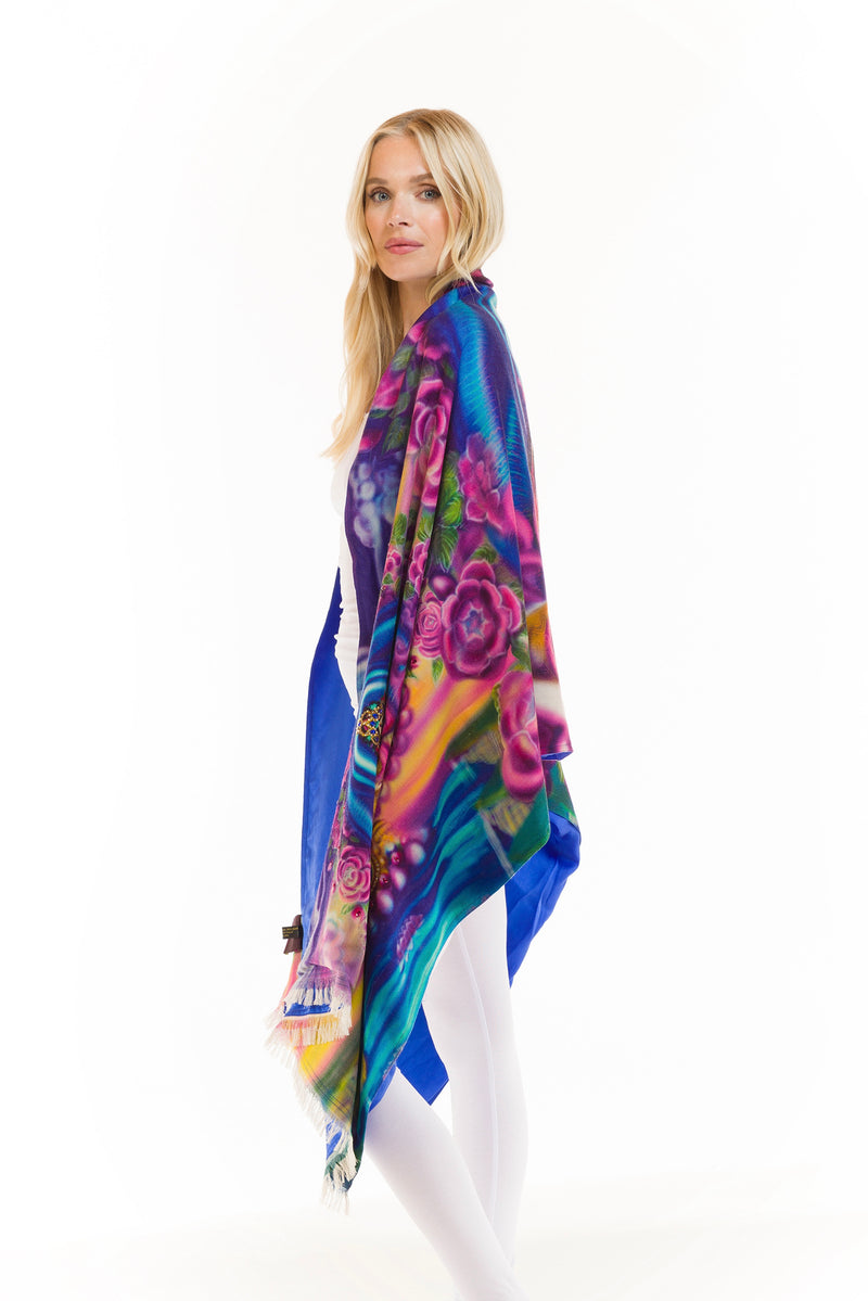 WHITE TARA 100% CASHMERE AND SILK BEADED SHAWL