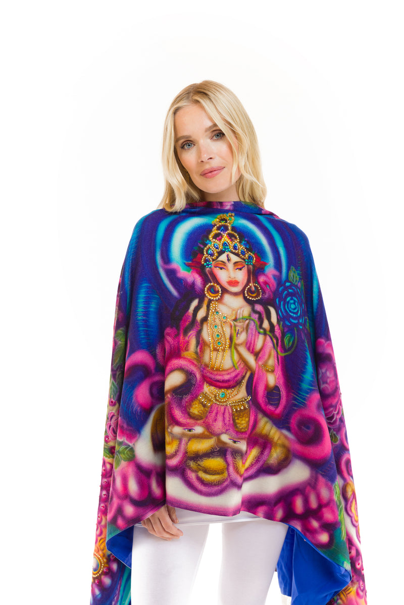 WHITE TARA 100% CASHMERE AND SILK BEADED SHAWL