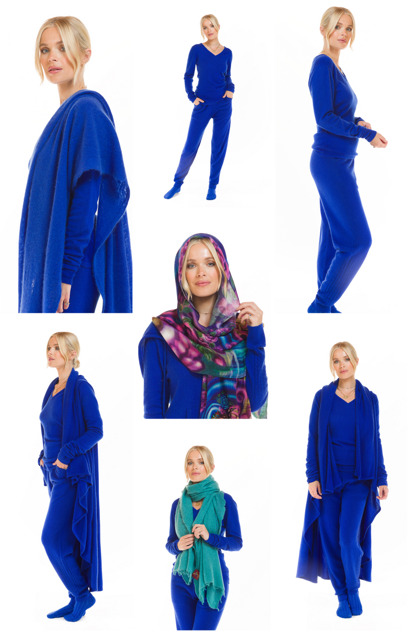 100% CASHMERE TRACKSUIT TOP ROYAL BLUE