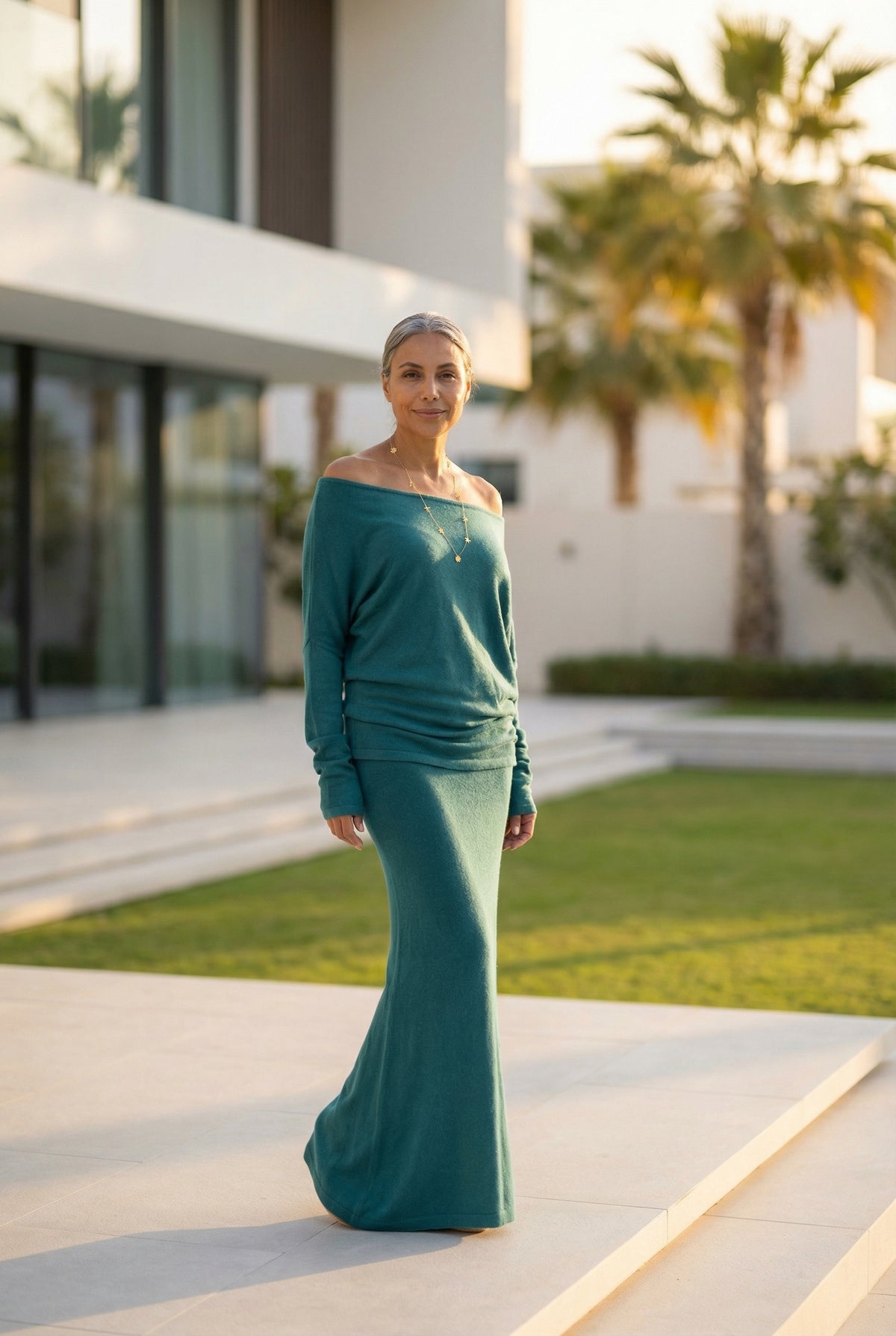 100% CASHMERE OBLIQUE JUMPER PEACOCK