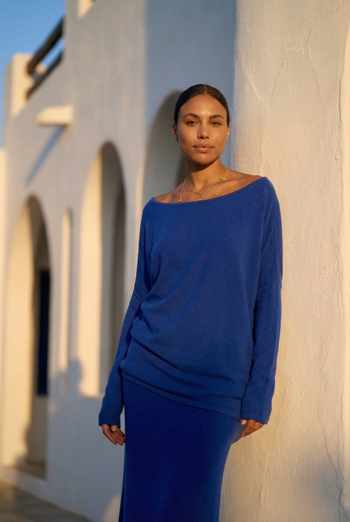 100% CASHMERE OBLIQUE JUMPER ROYAL BLUE