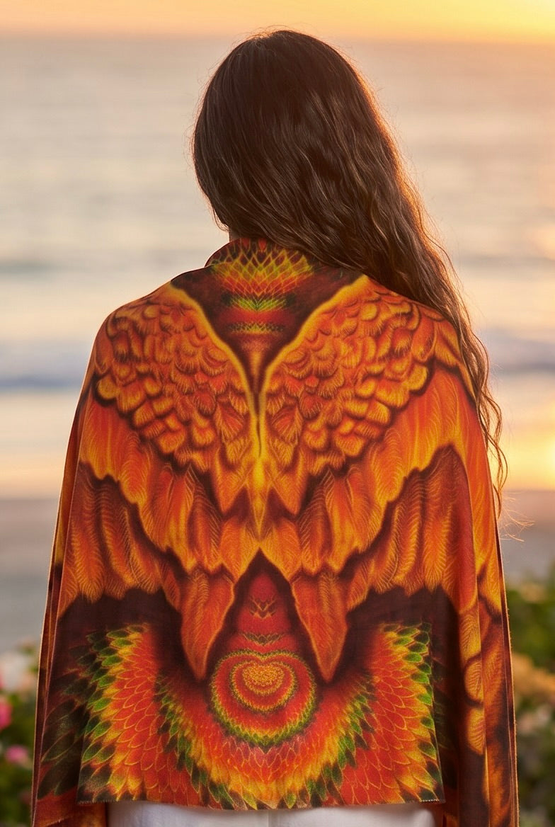 ANGEL WINGS 100% CASHMERE DHARMA SHAWL - PHOENIX FLYS HIGH