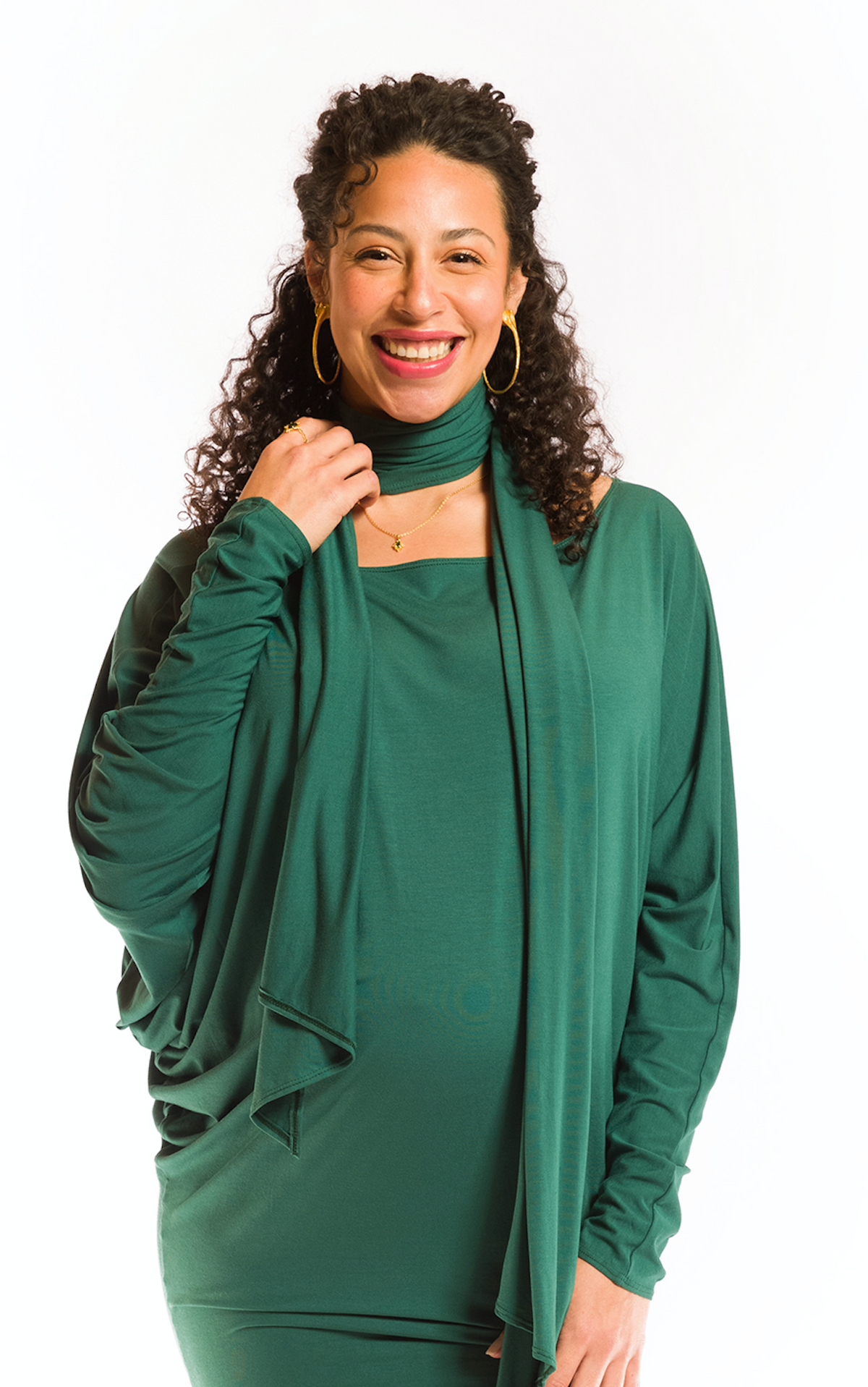 BAMBOO RAGLAN TOP WITH SCARF FLORESTA