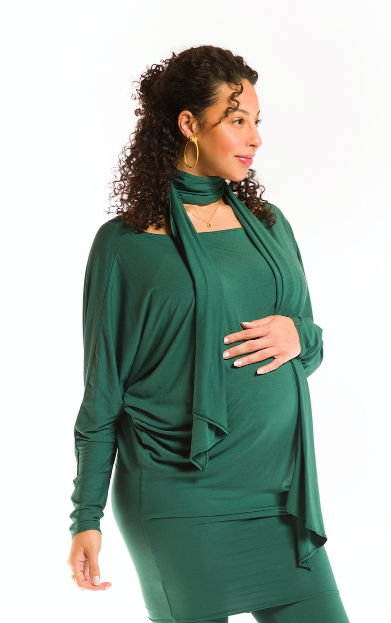 BAMBOO RAGLAN TOP WITH SCARF FLORESTA