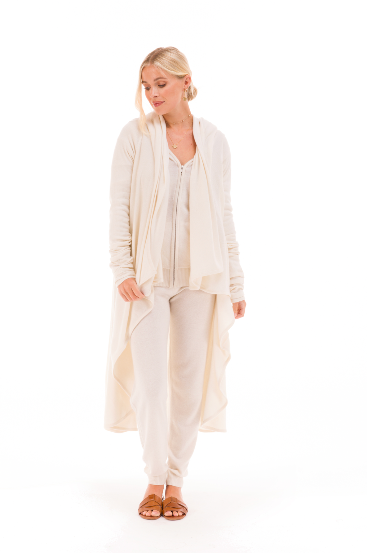 100% CASHMERE TRACKSUIT TOP WINTER WHITE