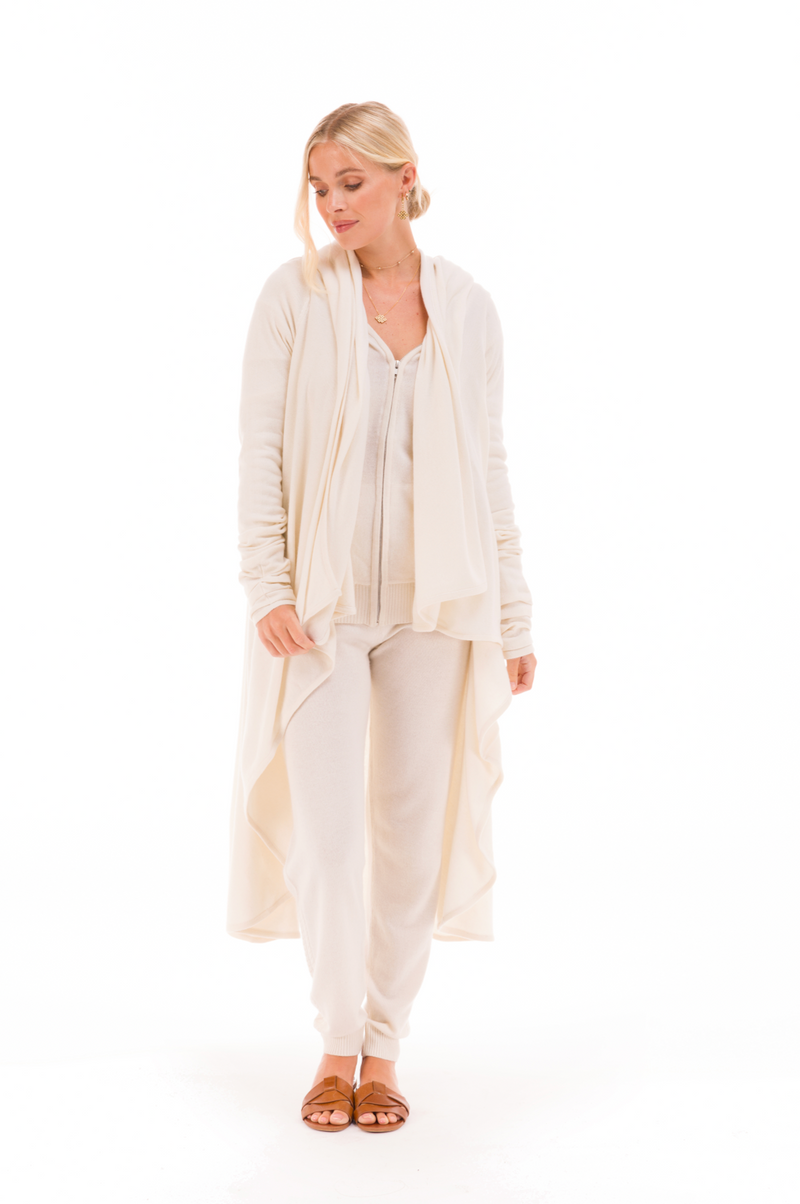 100% CASHMERE TRACKSUIT TOP WINTER WHITE