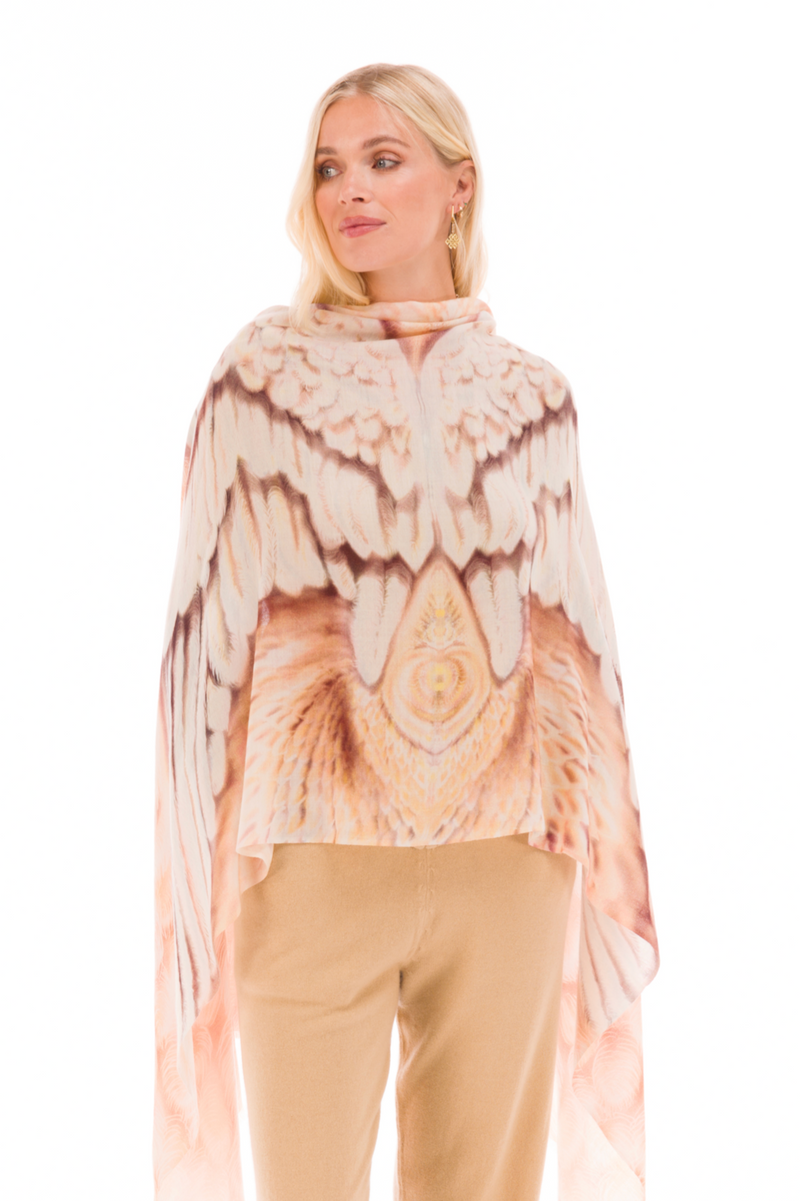 ANGEL WINGS 100% CASHMERE DHARMA SHAWL- WHISPERING WHITE