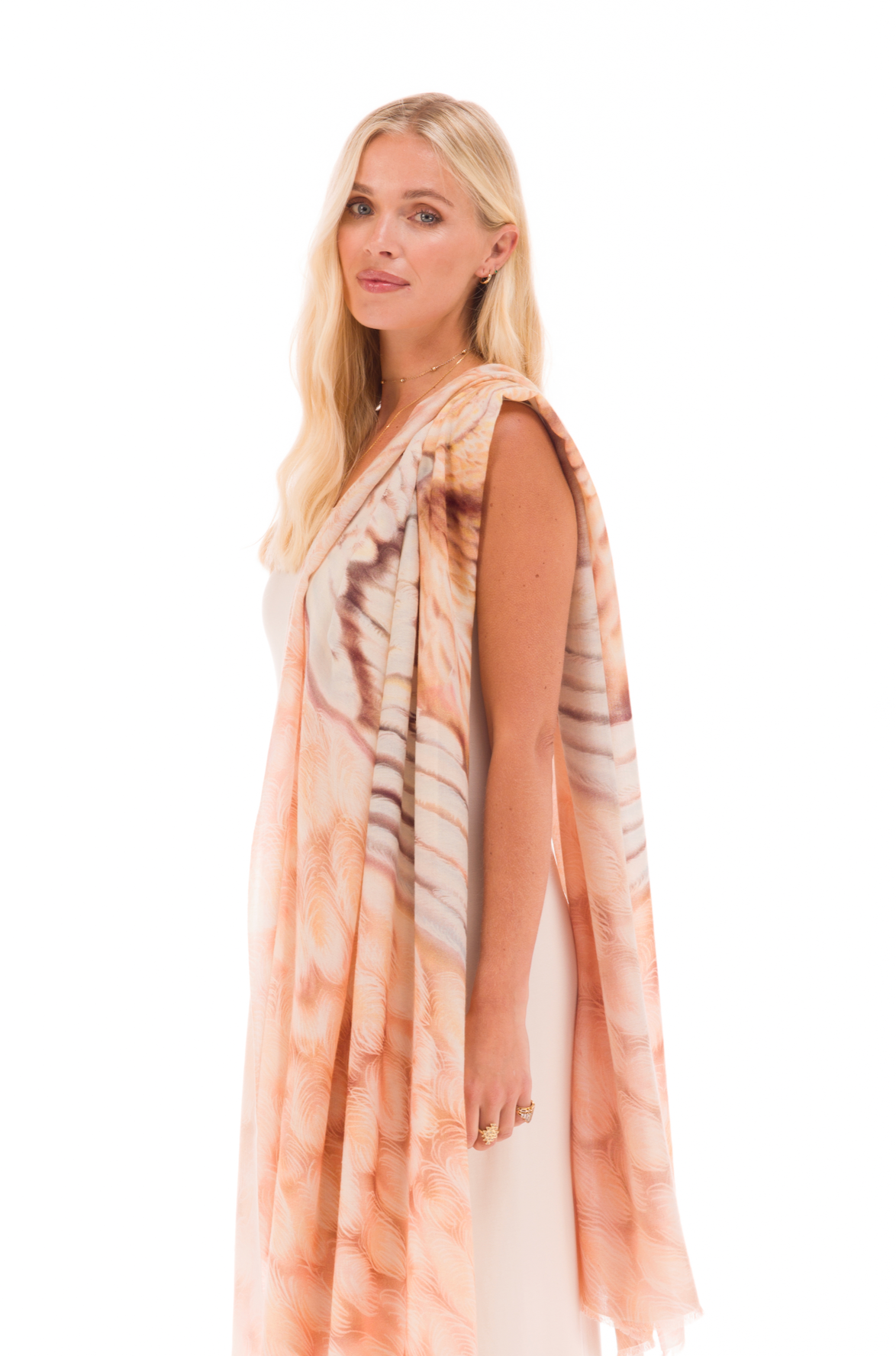 ANGEL WINGS 100% CASHMERE DHARMA SHAWL- WHISPERING WHITE