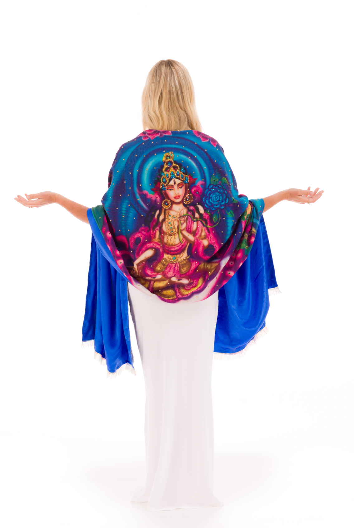 WHITE TARA 100% CASHMERE AND SILK BEADED SHAWL