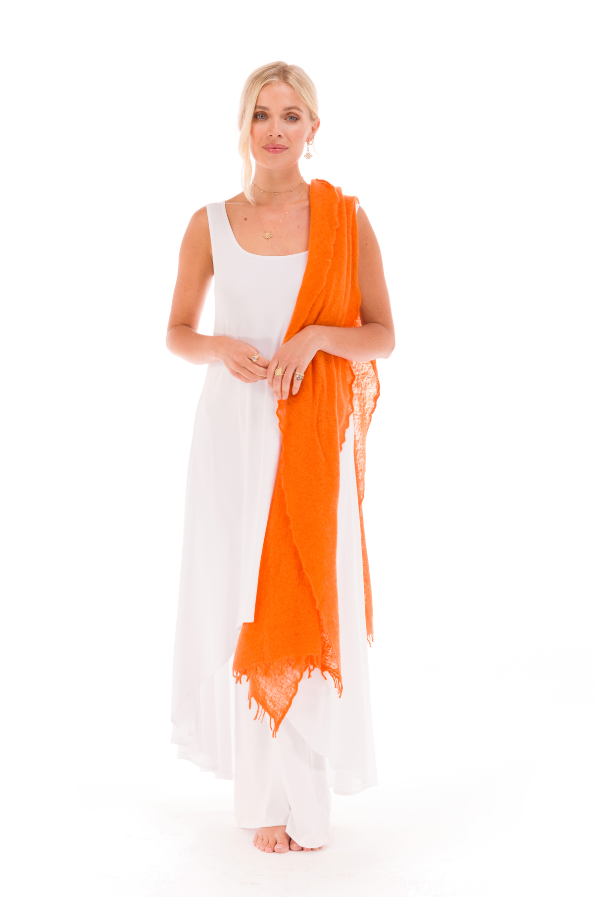 100% CASHMERE FELTED SCARF ORANGE