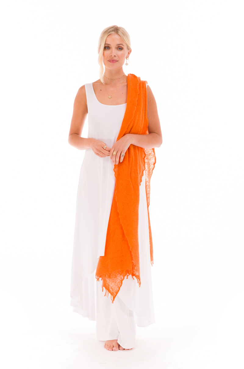 100% CASHMERE FELTED SCARF ORANGE