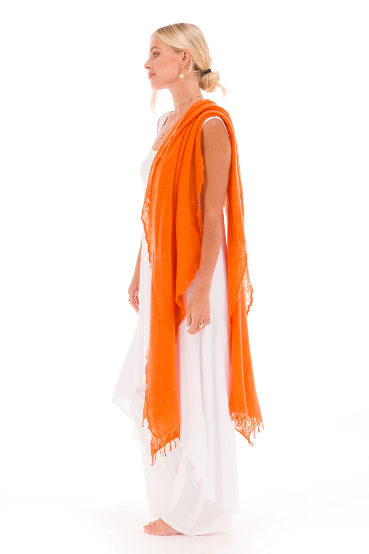 100% CASHMERE FELTED SCARF ORANGE