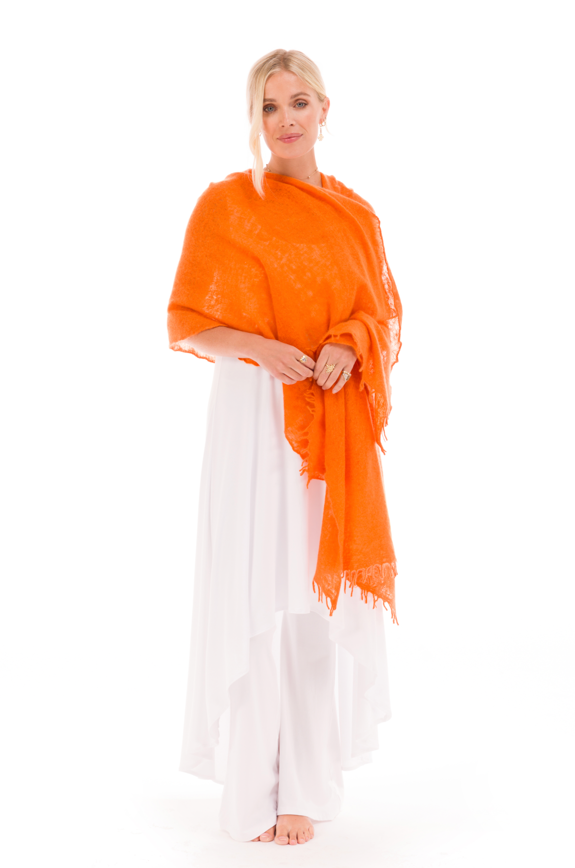 100% CASHMERE FELTED SCARF ORANGE