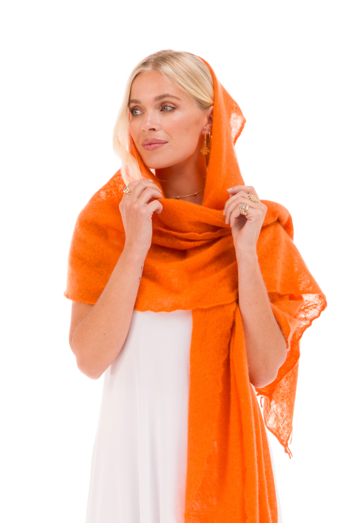 100% CASHMERE FELTED SCARF ORANGE