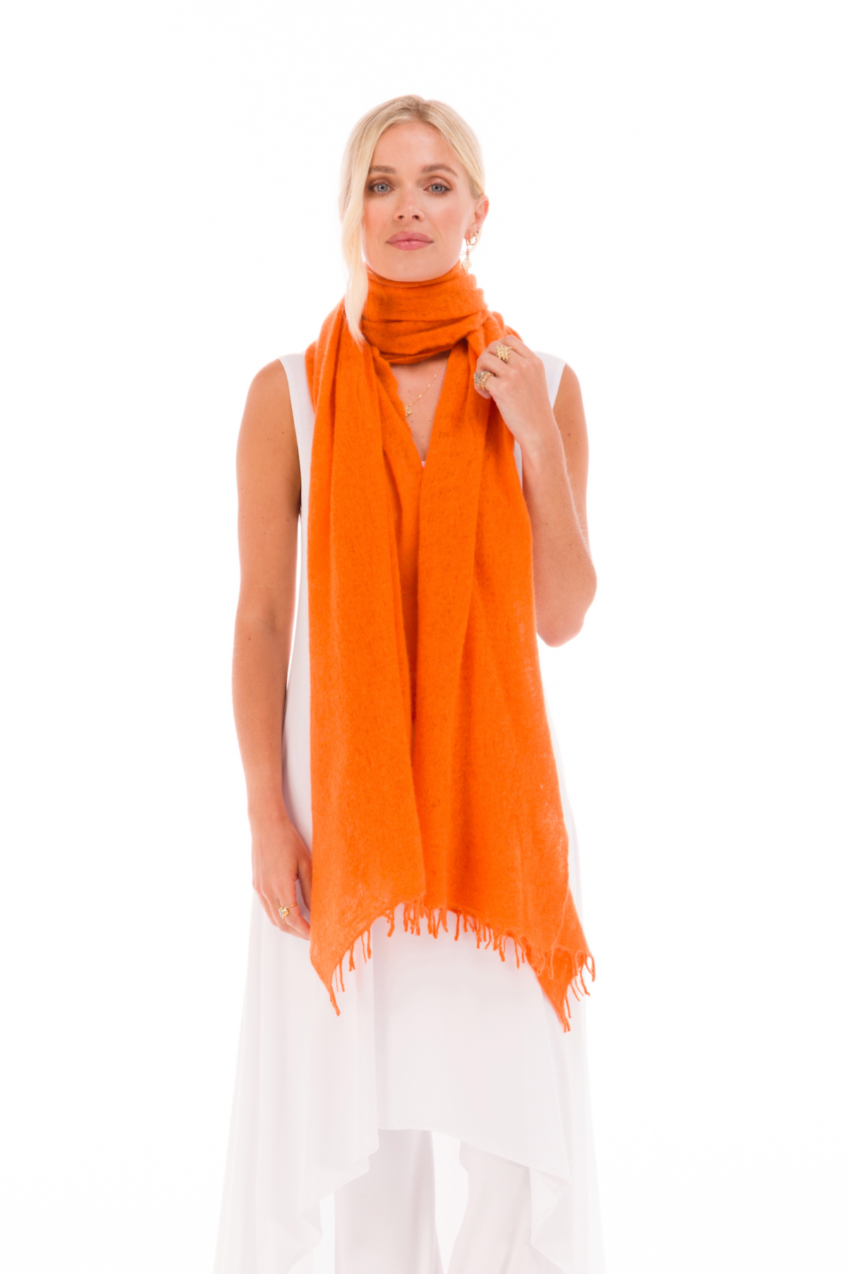 100% CASHMERE FELTED SCARF ORANGE
