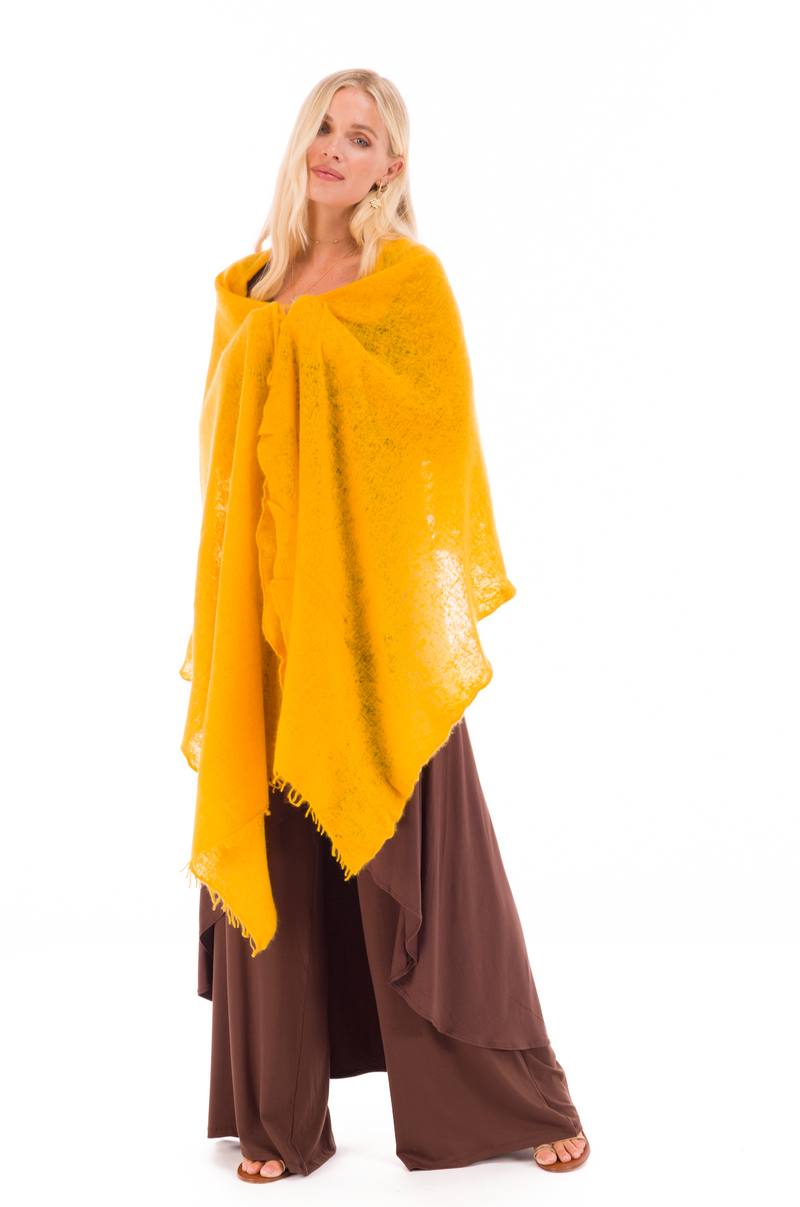 100% CASHMERE FELTED SCARF TIBETAN YELLOW
